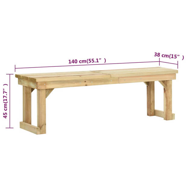 vidaXL Tuinbank 140 cm geïmpregneerd grenenhout