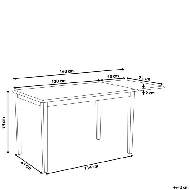 Beliani LOUISIANA - Inklapbare tafel-Wit-Rubberhout