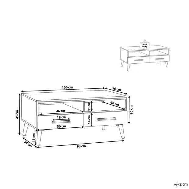 Beliani ALLOA - Salontafel-Lichte houtkleur-Spaanplaat