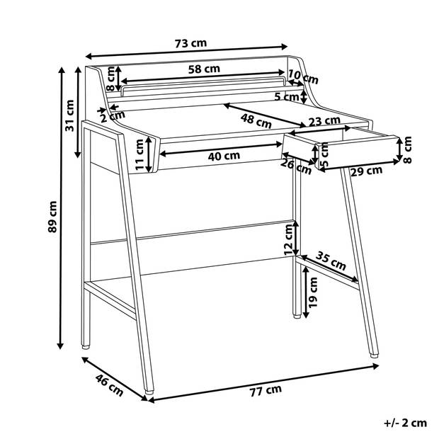 Beliani BROXTON - Bureau-Zwart-MDF