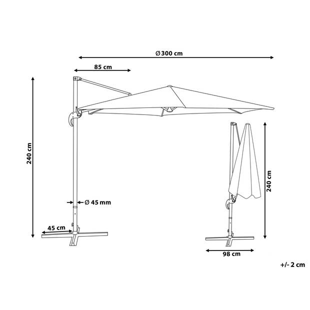 Beliani SAVONA - Cantilever parasol-Grijs-Polyester