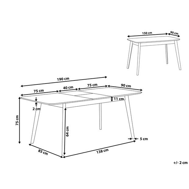 Beliani MADOX - Eettafel-Lichte houtkleur-MDF