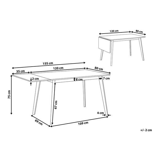 Beliani MEDIO - Inklapbare tafel-Wit-MDF