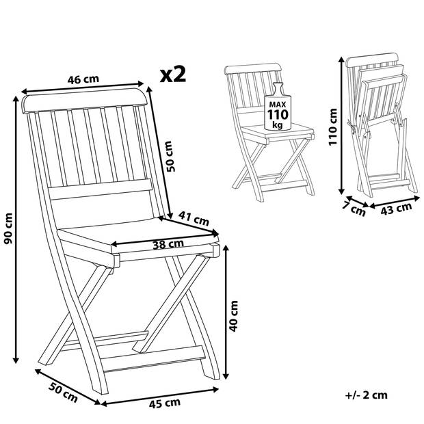 Beliani CENTO - Tuinstoel-Donkere houtkleur-Acaciahout