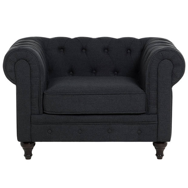 Beliani CHESTERFIELD - Fauteuil-Grijs-Polyester