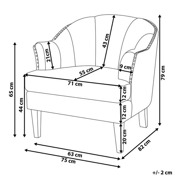 Beliani ELVERUM - Fauteuil-Grijs-Polyester