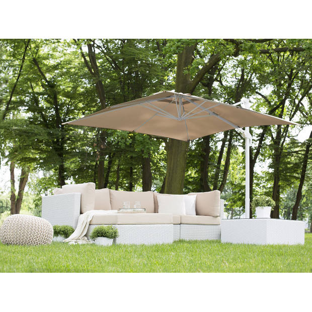 Beliani MONZA - Cantilever parasol-Beige-Polyester