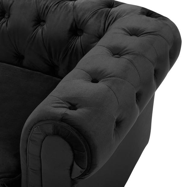 Beliani CHESTERFIELD - Fauteuil-Zwart-Fluweel