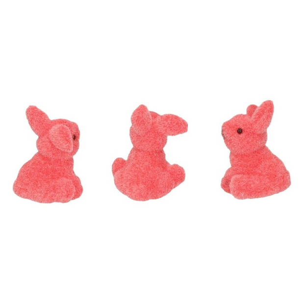 3x Roze pasen paashaas/konijn decoratie figuur/beeld - Feestdecoratievoorwerp
