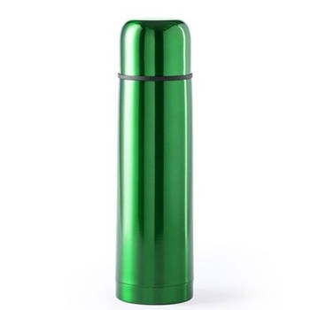 Thermosfles/isoleerkan - 500 ml - groen - RVS - schroefdop - 25 cm - Thermosflessen