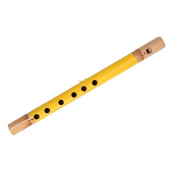 Gele fluit van bamboe 30 cm - Speelgoed blokfluiten