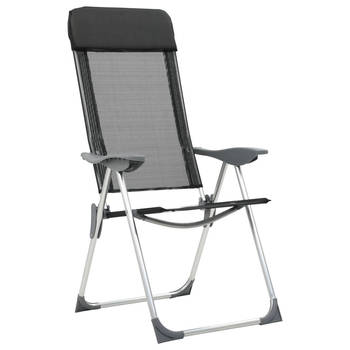 The Living Store Campingstoelenset - Aluminium - Inklapbaar - 57 x 73.5 x 111 cm - Zwart