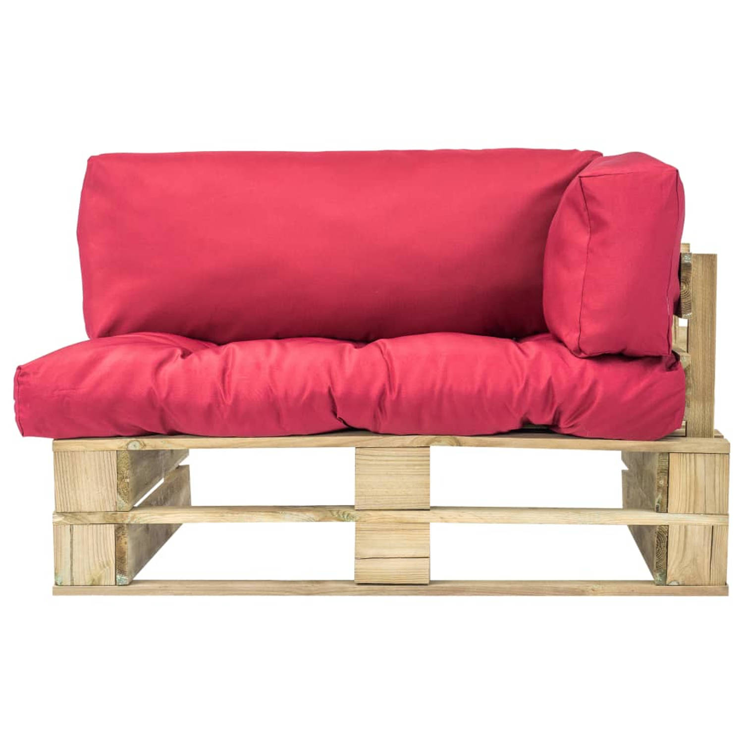 The Living Store Pallet Tuinbank - 110 x 66 x 65 cm - Grenenhout - Rood - Polyester