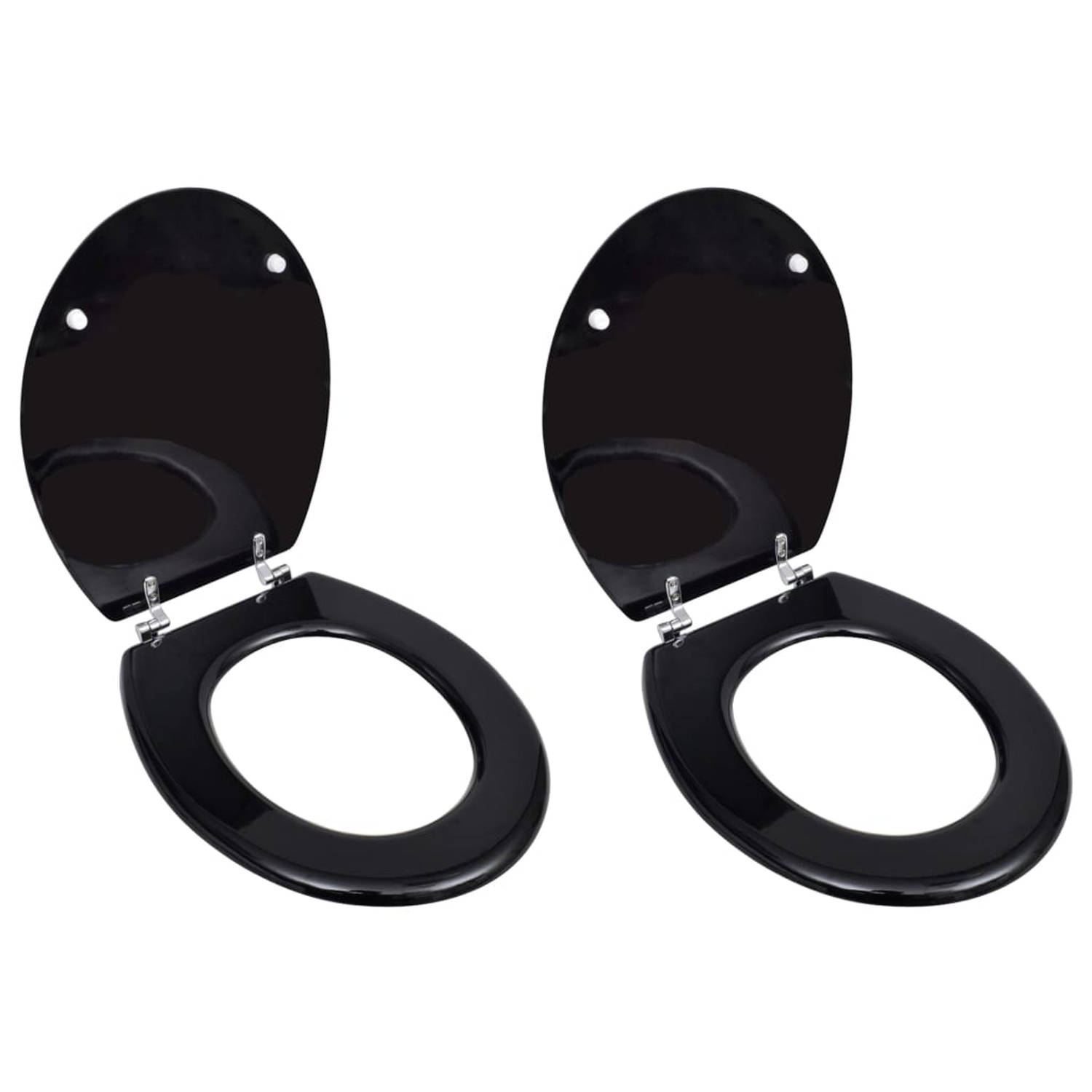vidaXL Toiletbril met hard-closedeksel 2 st MDF zwart