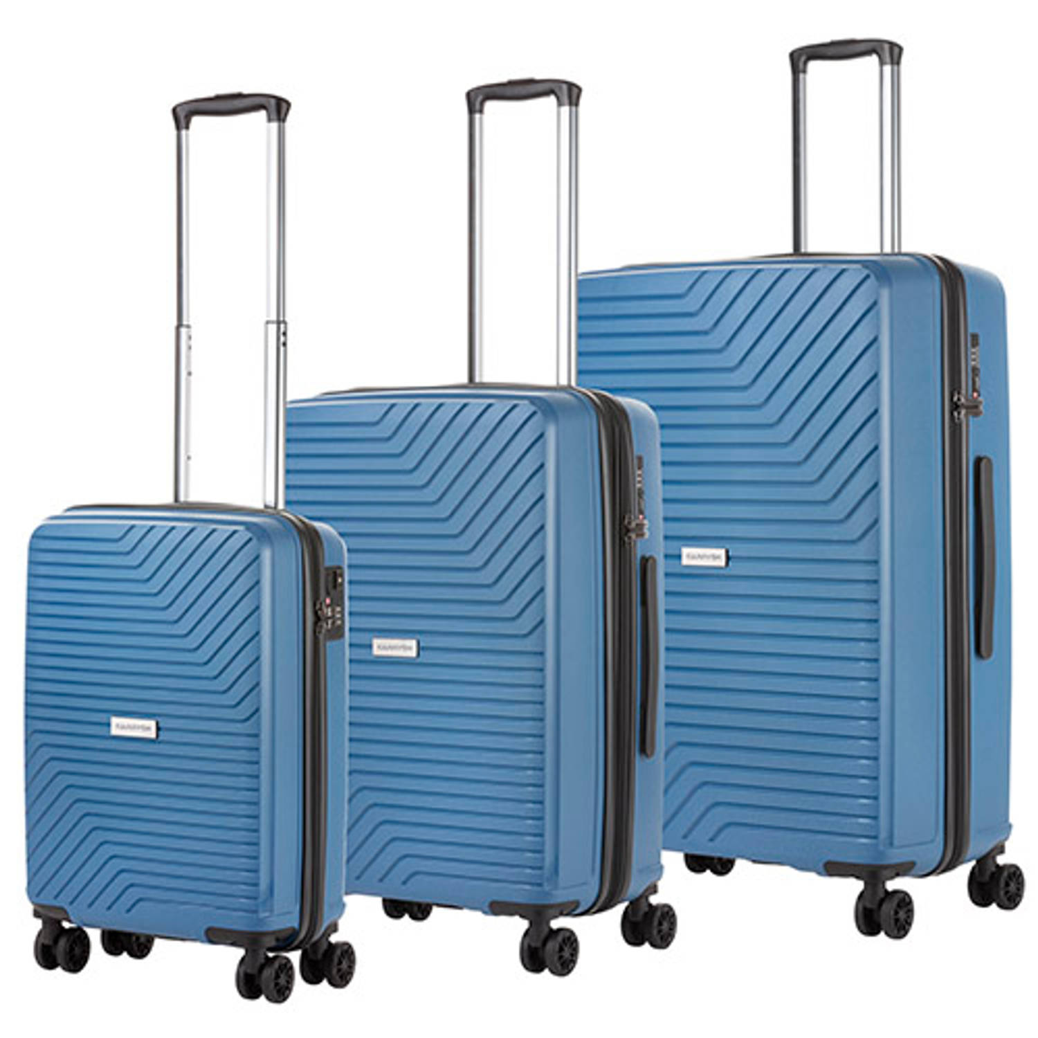 CarryOn Transport Kofferset -Trolleyset met OKOBAN YKK USB Blauw