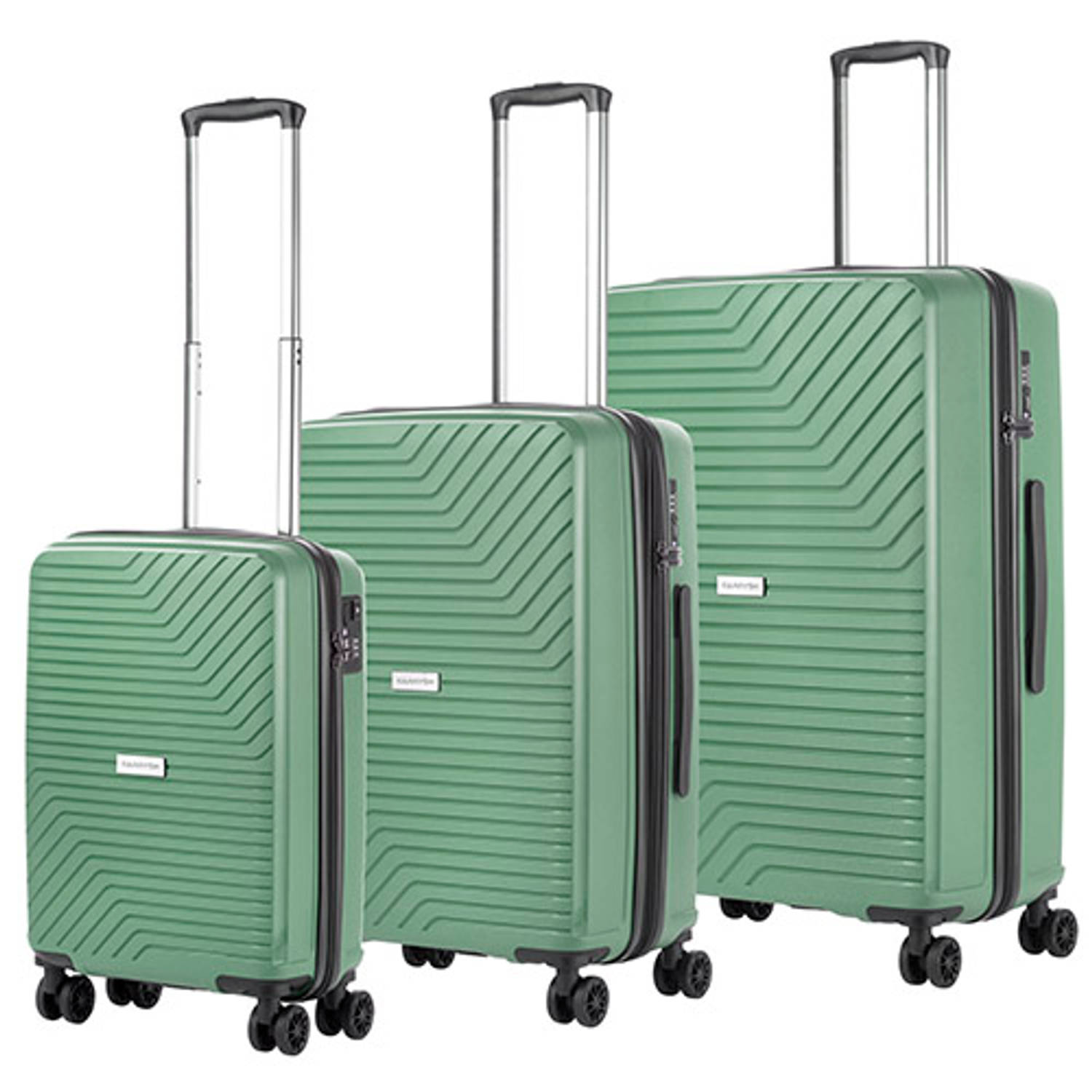 CarryOn Transport Kofferset -Trolleyset met OKOBAN YKK USB Olijf Groen