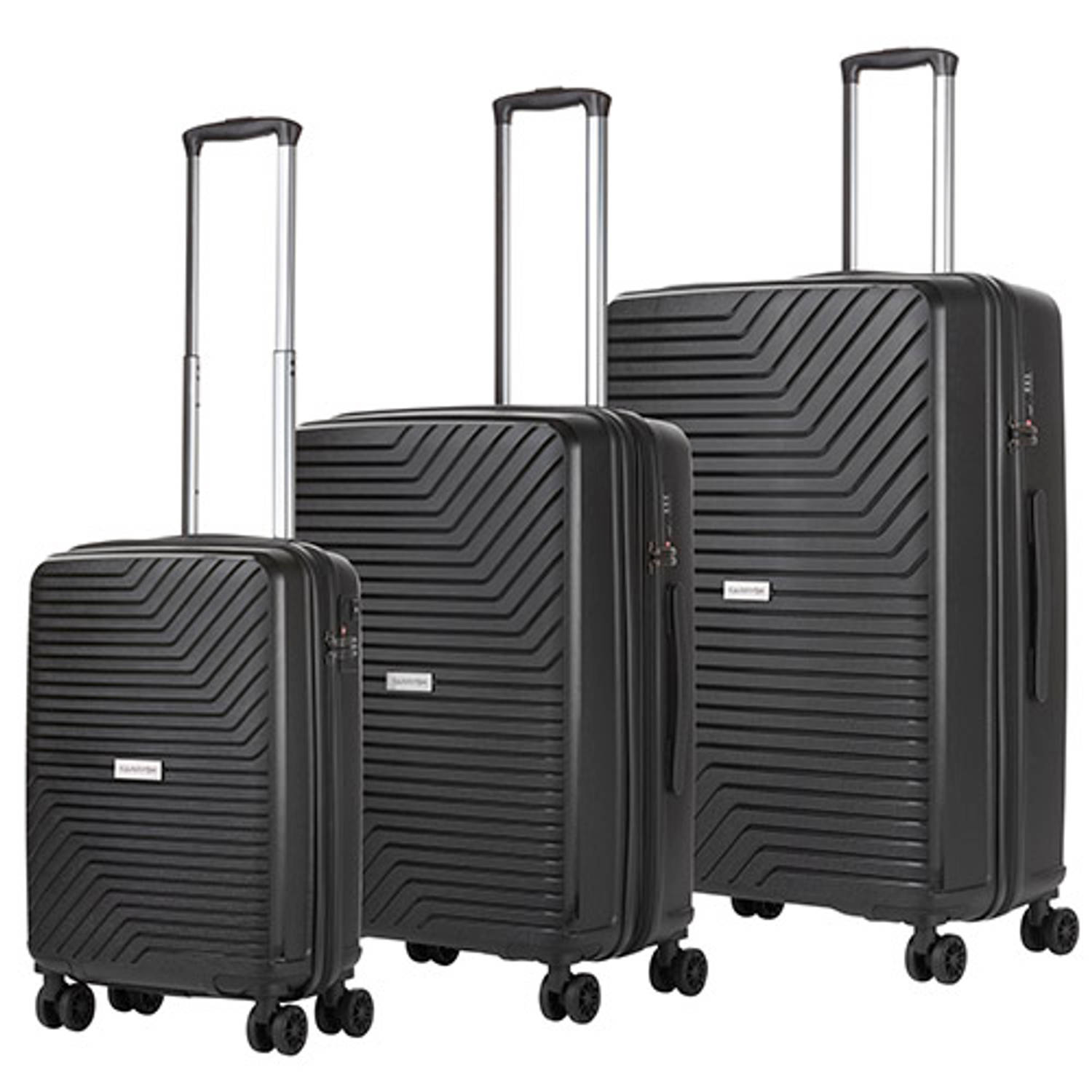 CarryOn Transport Kofferset -Trolleyset met OKOBAN YKK USB Zwart