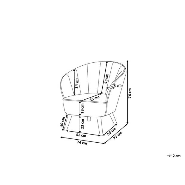 Beliani DALA - Fauteuil-Grijs-Fluweel