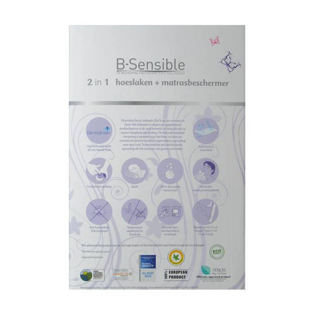 B-Sensible 2 in 1 waterdicht & ademend hoeslaken + matrasbeschermer - Wit - 180x200