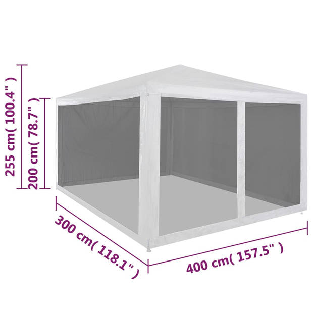 vidaXL Partytent met 4 mesh zijwanden 4x3 m