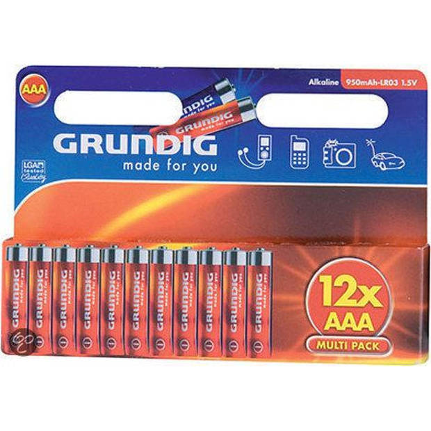 Grundig batterijen alkaline LR3 AAA 12 stuks