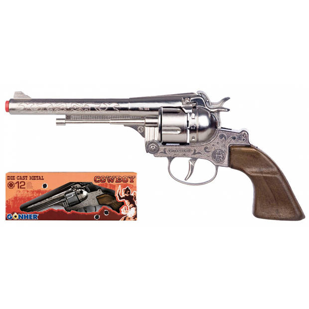 Gonher Speelgoed revolver cowboy 12 schots staal zilver