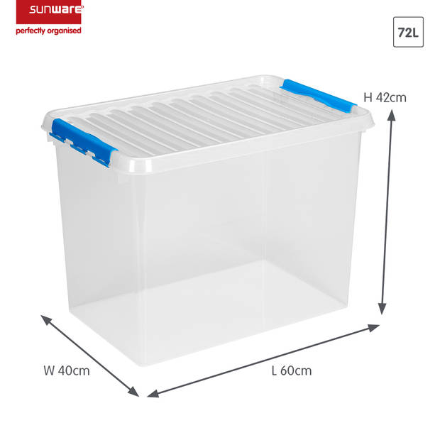 Sunware - Q-line opbergbox 72L transparant blauw - 60 x 40 x 42 cm