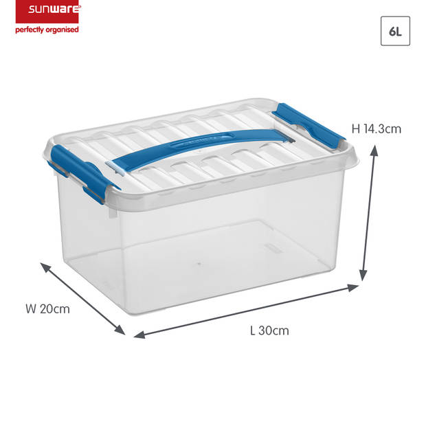 Sunware - Q-line opbergbox 6L transparant blauw - 30 x 20 x 14,3 cm
