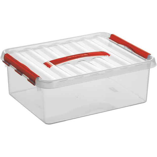 Sunware - Q-line opbergbox 12L transparant rood - 40 x 30 x 14 cm