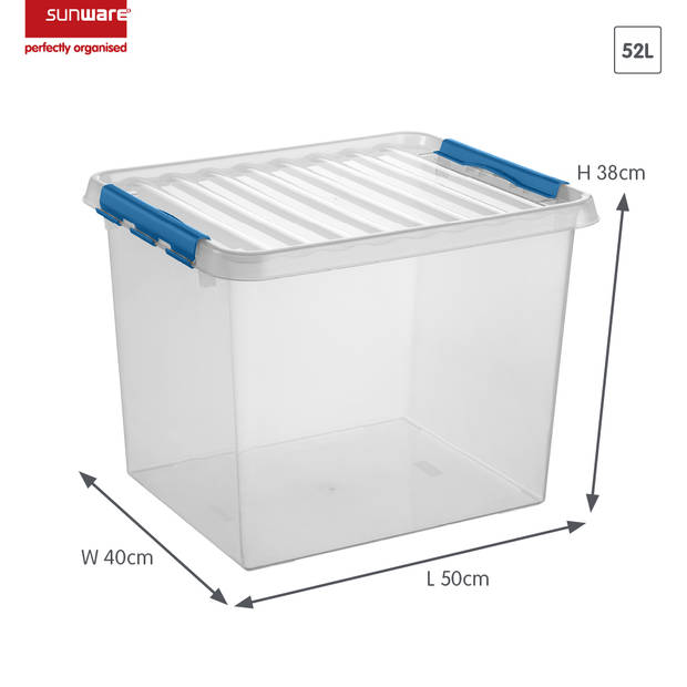 Sunware - Q-line opbergbox 52L transparant blauw - 50 x 40 x 38 cm