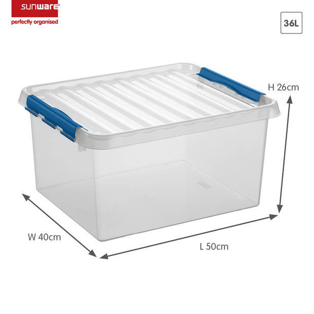 Sunware - Q-line opbergbox 36L transparant blauw - 50 x 40 x 26 cm