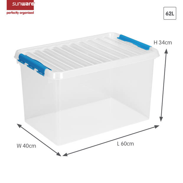 Sunware - Q-line opbergbox 62L transparant blauw - 60 x 40 x 34 cm