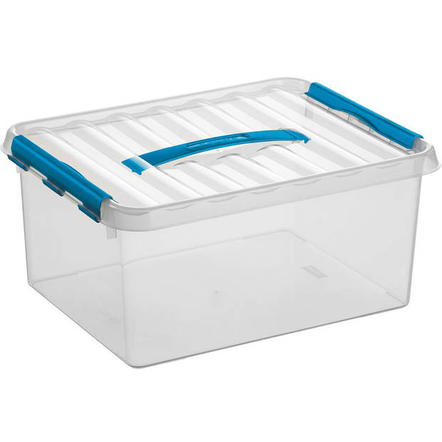Sunware - Q-line opbergbox 15L transparant blauw - 40 x 30 x 18 cm