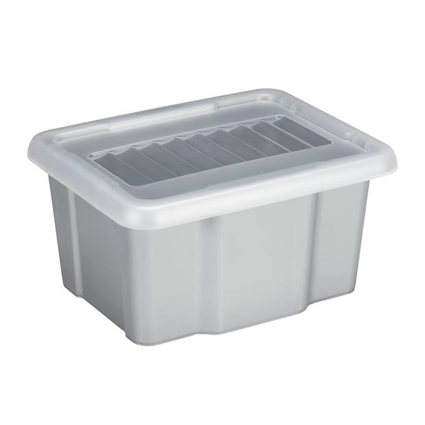 Sunware opslagbox kunststof 24 liter lichtgrijs 42 x 33 x 22 cm - Opbergbox