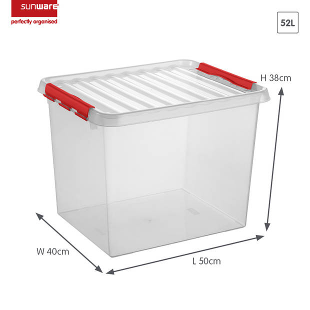 Sunware - Q-line opbergbox 52L transparant rood - 50 x 40 x 38 cm