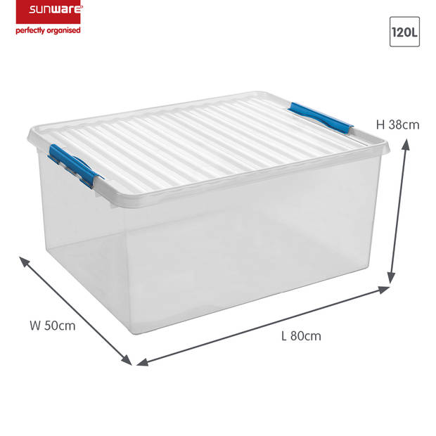 Sunware - Q-line opbergbox 120L transparant blauw - 80 x 50 x 38 cm