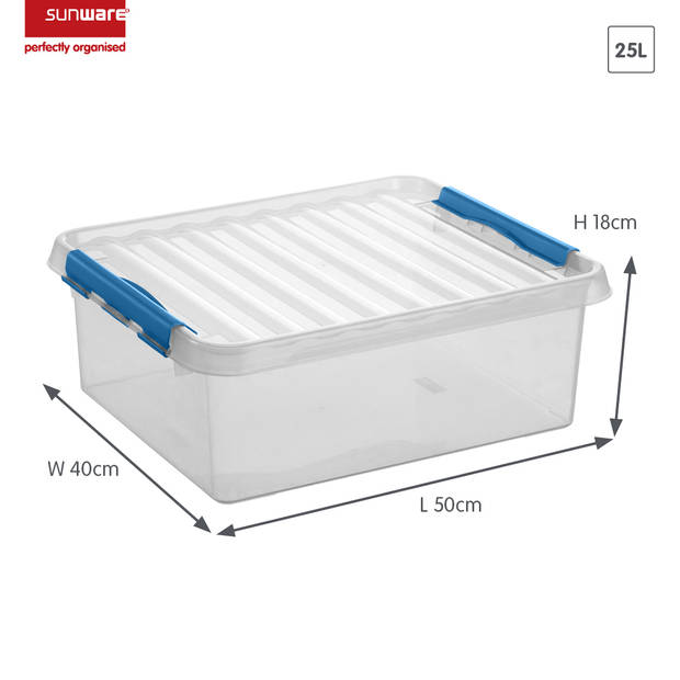 Sunware - Q-line opbergbox 25L transparant blauw - 50 x 40 x 18 cm