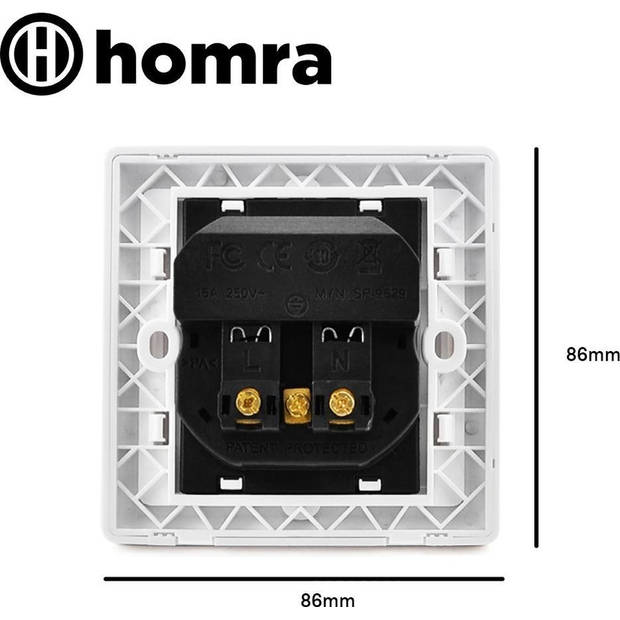 Homra Dakko enkel USB Inbouw stopcontact - Wit