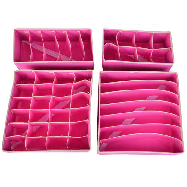 Kleding organizerset 4-delig – Roze - Opbergboxen voor kleding