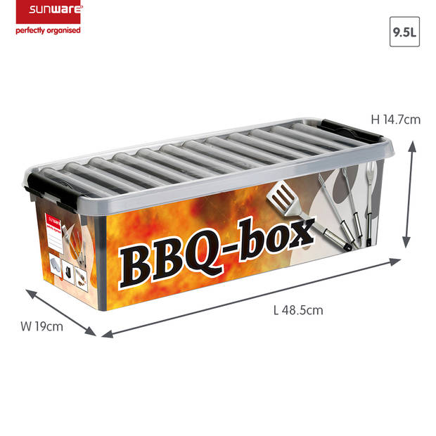 Sunware - Q-line bbq box met inzet 9,5L metaal zwart - 48,5 x 19 x 14,7 cm
