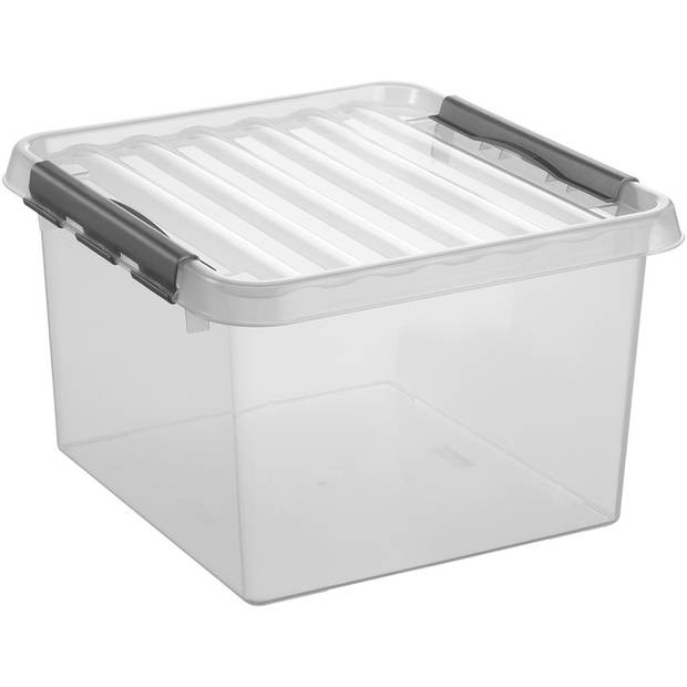 Sunware - Q-line opbergbox 26L transparant metaal - 40 x 40 x 26 cm
