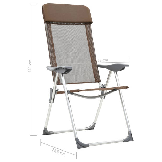 vidaXL Campingstoelen 4 st inklapbaar aluminium bruin