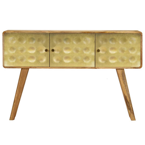 The Living Store Retro Dressoir - Massief Mangohout - 120 x 30 x 80 cm - Gouden Opdruk