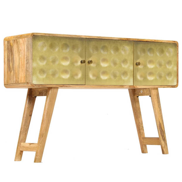 The Living Store Retro Dressoir - Massief Mangohout - 120 x 30 x 80 cm - Gouden Opdruk