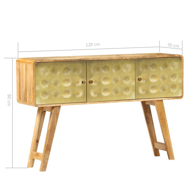 The Living Store Retro Dressoir - Massief Mangohout - 120 x 30 x 80 cm - Gouden Opdruk