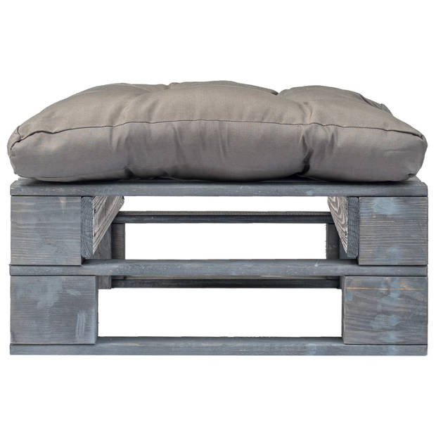 The Living Store Pallet Hocker - Tuinmeubel - 60 x 60 x 35 cm - Grijs geïmpregneerd grenenhout