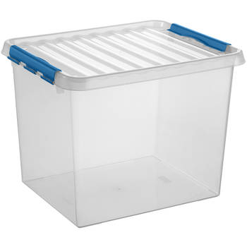 Q-line opbergbox 52L transparant blauw