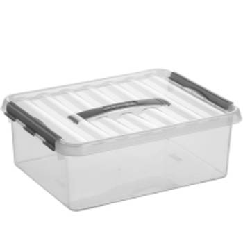 Q-line opbergbox 12L - Set van 6 - Transparant/grijs