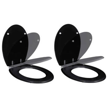 Blokker vidaXL Toiletbril met soft-closedeksel 2 st MDF zwart aanbieding