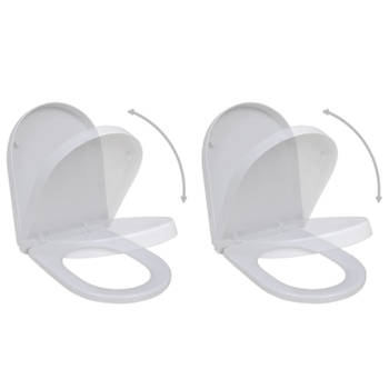 Blokker vidaXL Toiletbrillen met soft-close deksels 2 st kunststof wit aanbieding